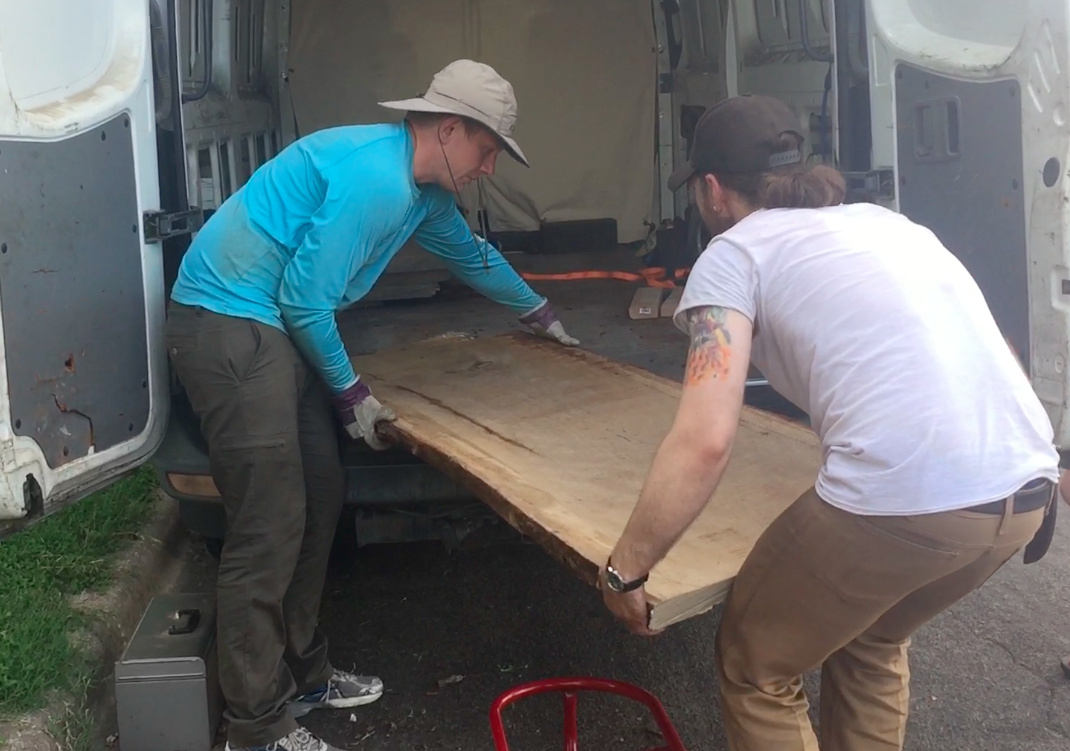 Dane & Austin unloading slabs