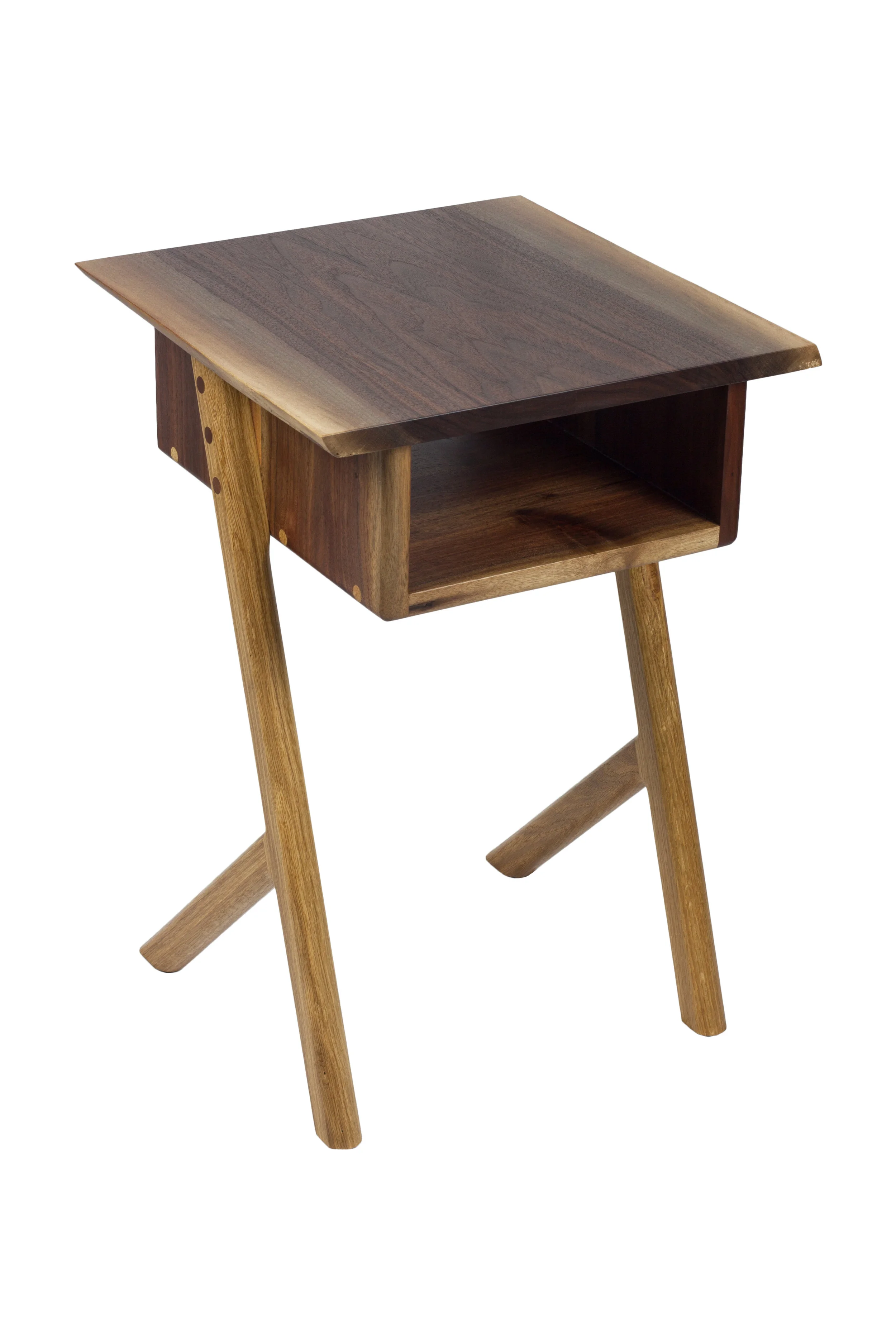 Walnut and White Oak Sculpted Side Table