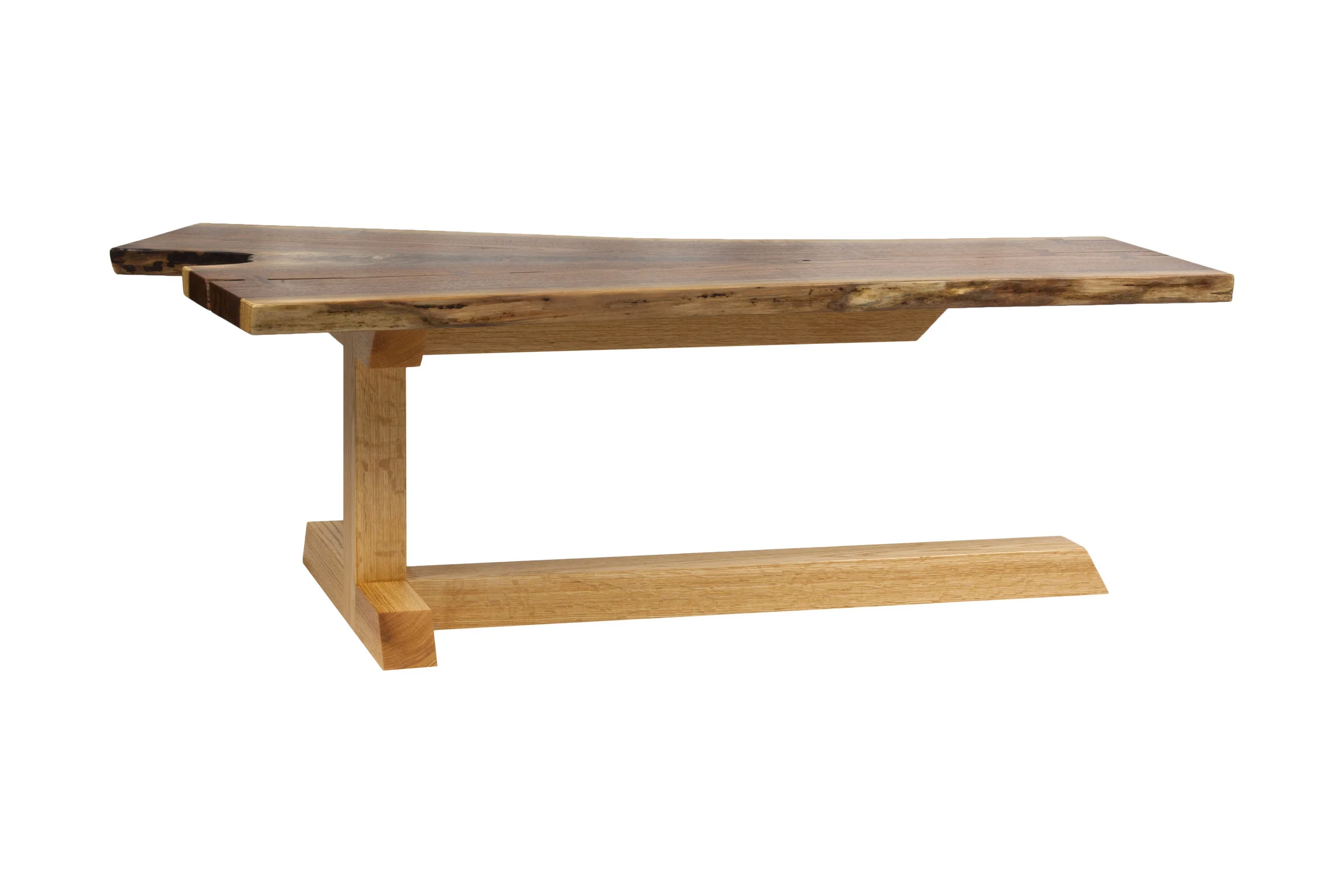 Walnut and Red Oak Cantilevered Coffee Table