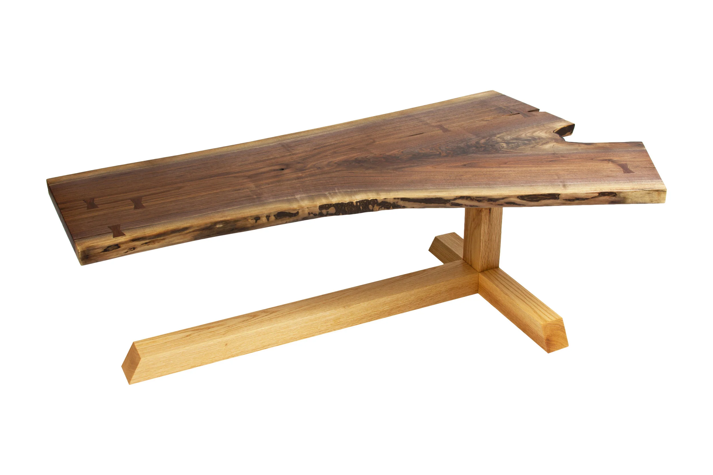 Walnut and Red Oak Cantilevered Coffee Table