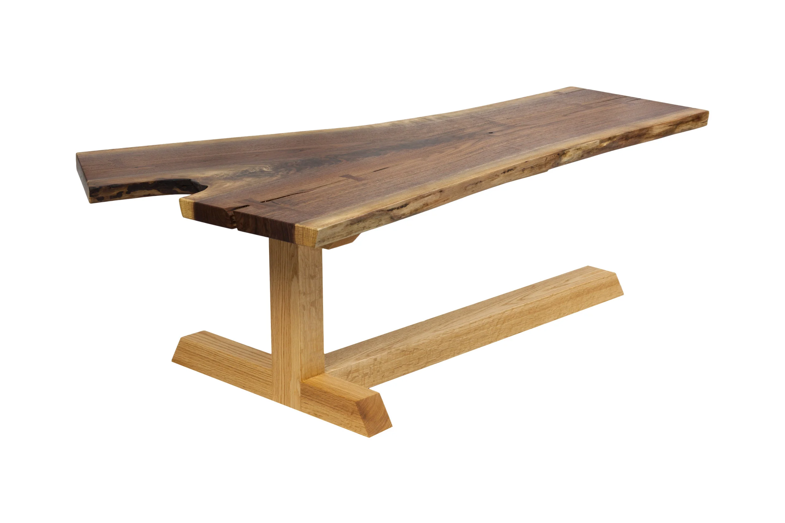 Walnut and Red Oak Cantilevered Coffee Table