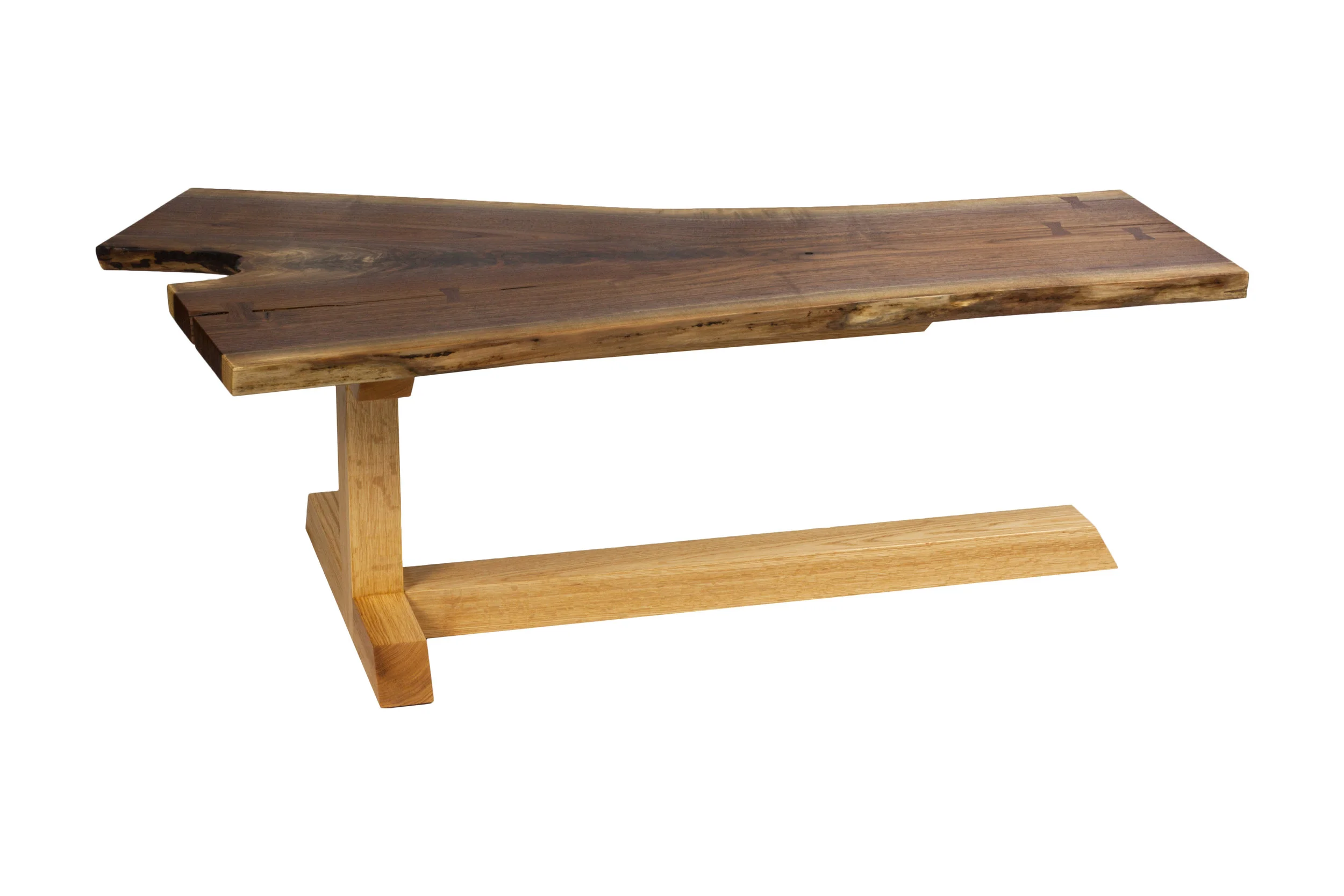 Walnut and Red Oak Cantilevered Coffee Table