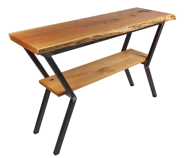Live Edge Cherry Entry Table with 2" top and welded steel base