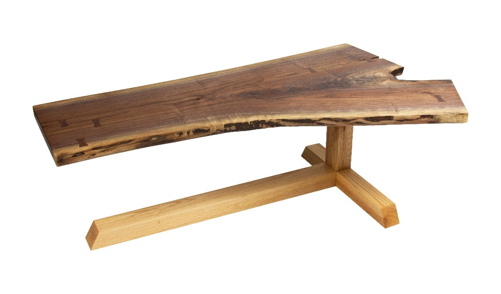  Walnut and Red Oak cantilevered coffee table