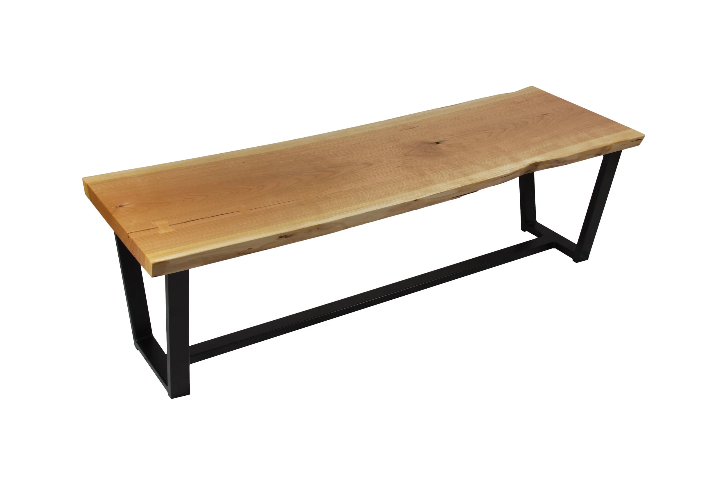 Live Edge Cherry Coffee Table With Steel Base