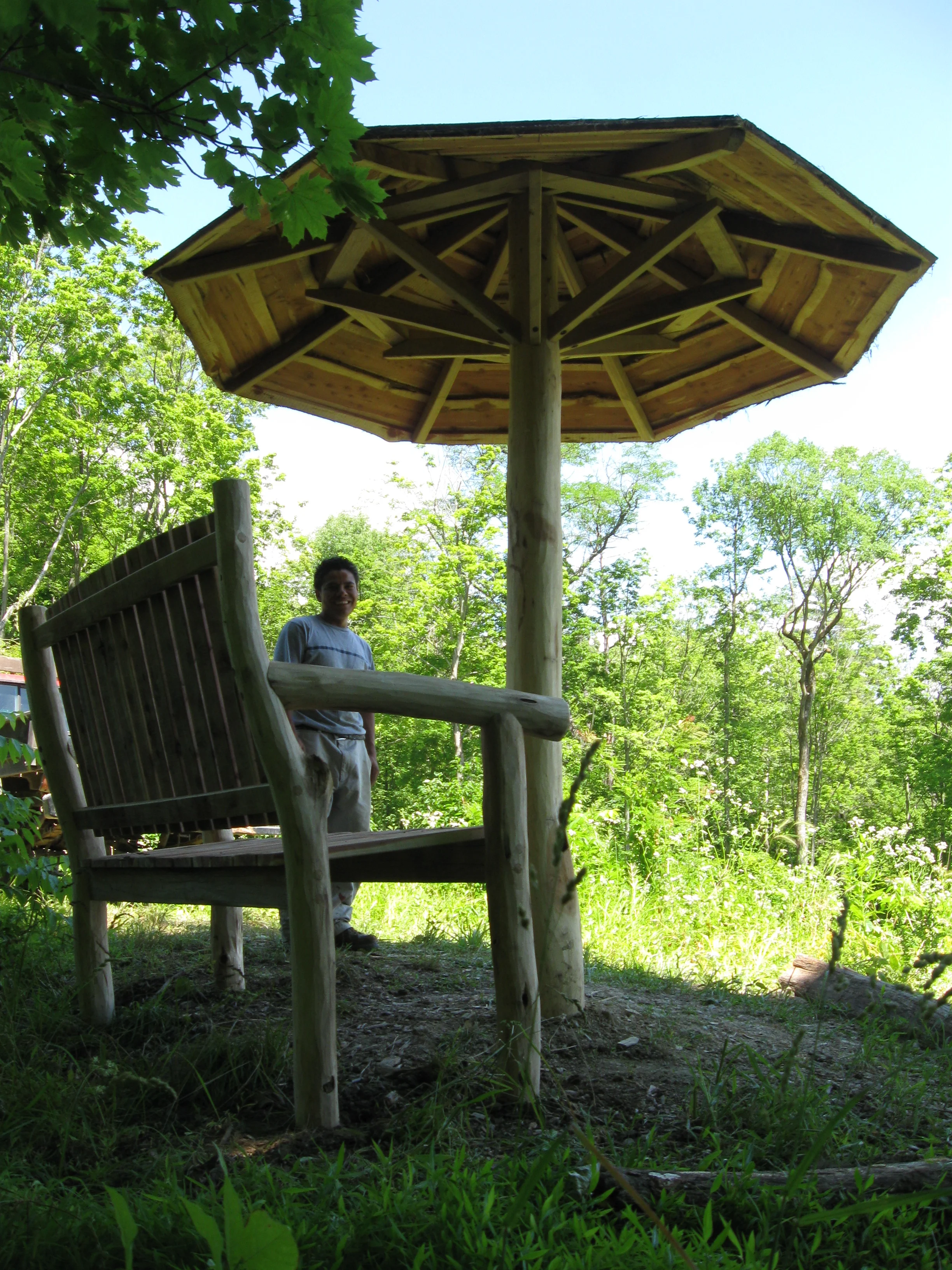  The bench's long legs compensate for the steep terrain and add to the installations subtle amusement. 
