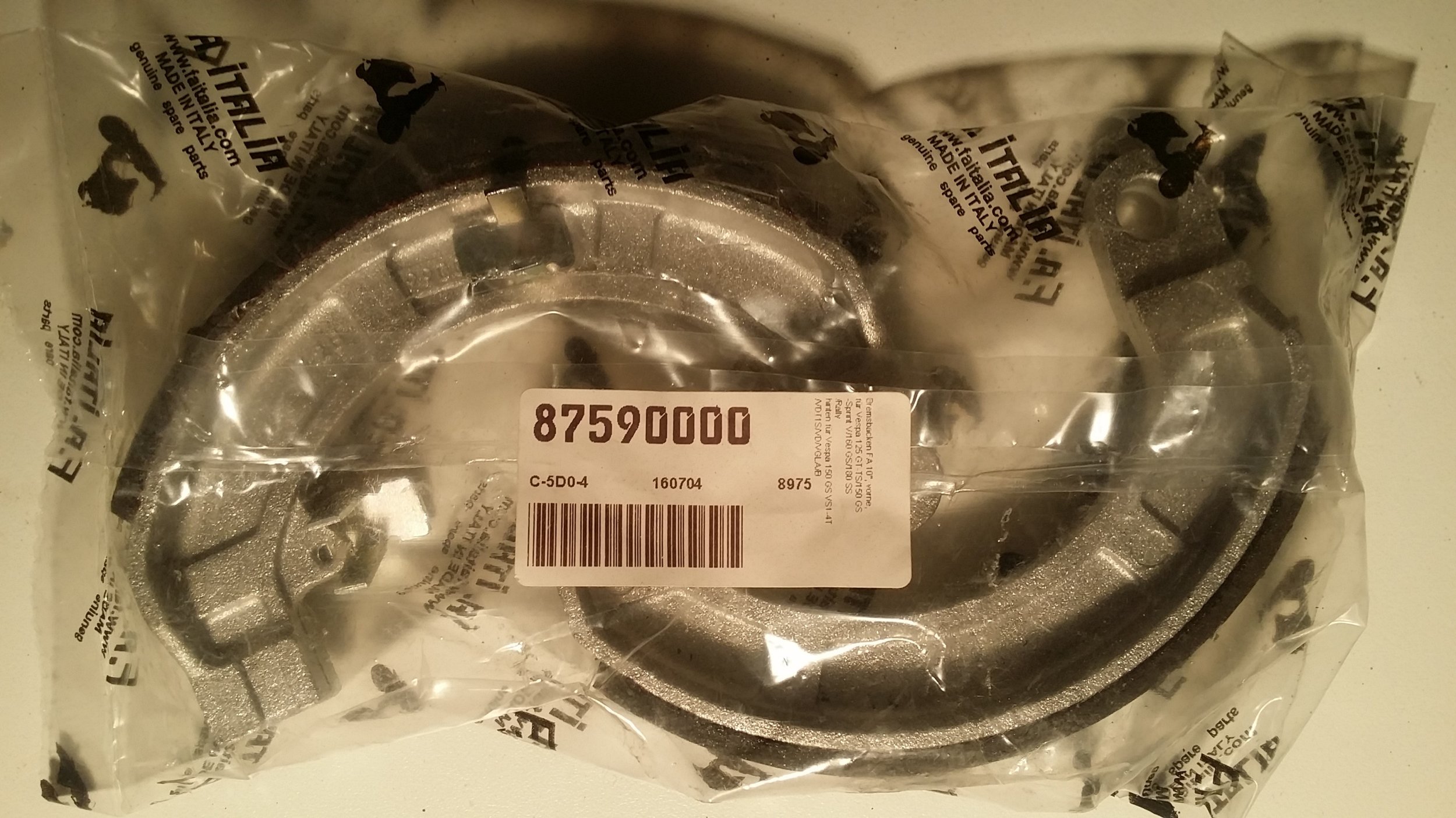 Brake Shoes for Vespa Piaggio sprint vlb GT TS GS160 SS180, gs150 vs1-vs5