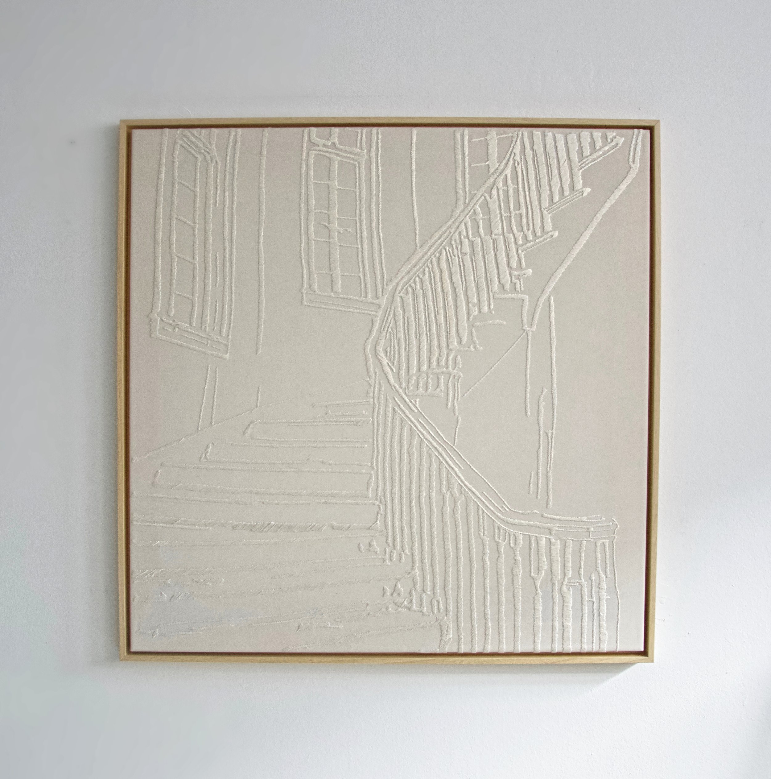 Stairways - Stickerei auf Nessel, 80 x 85 cm, 2018