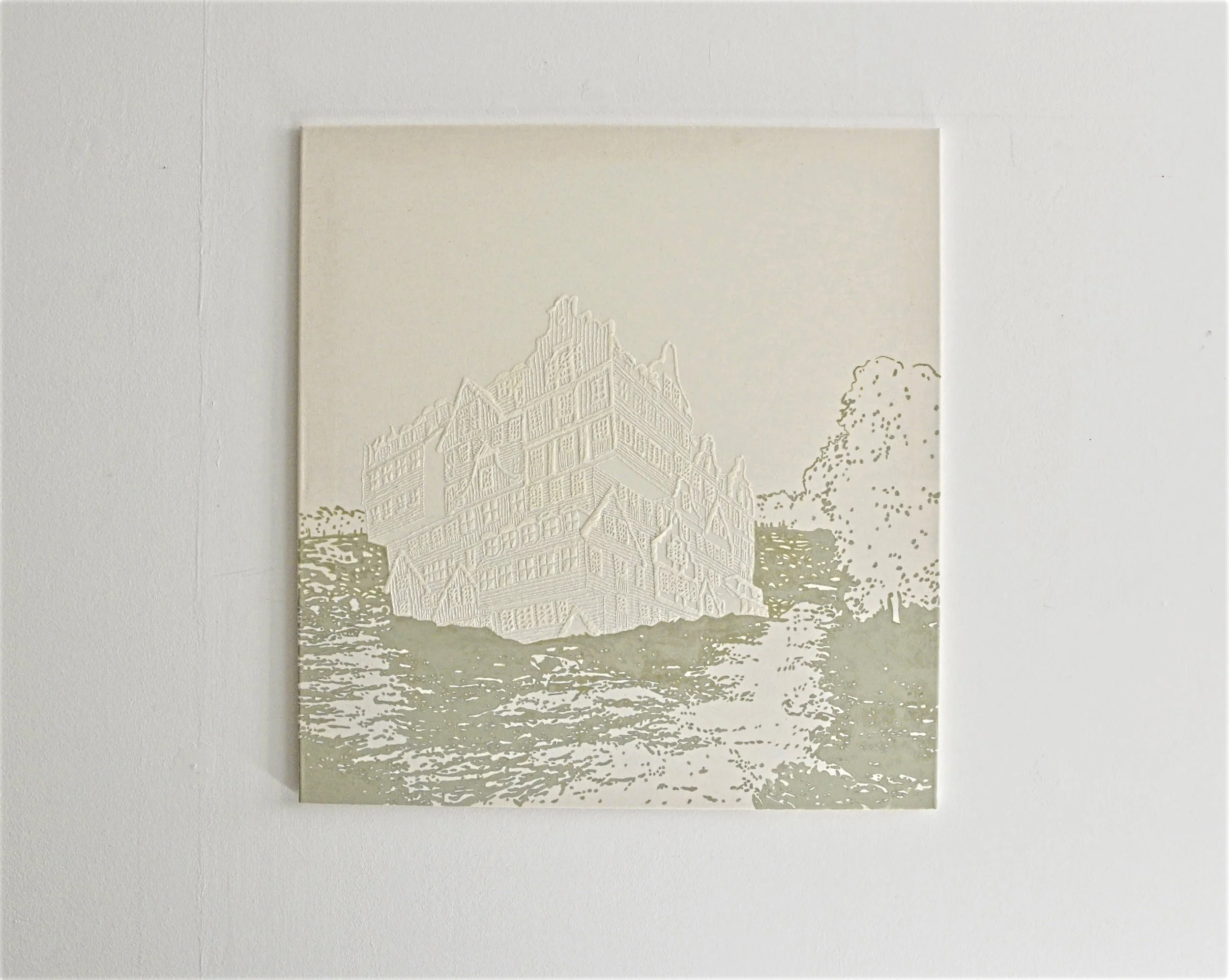 High tide - Handstickerei und Acryl auf Nessel, 80 x 85 cm, 2023