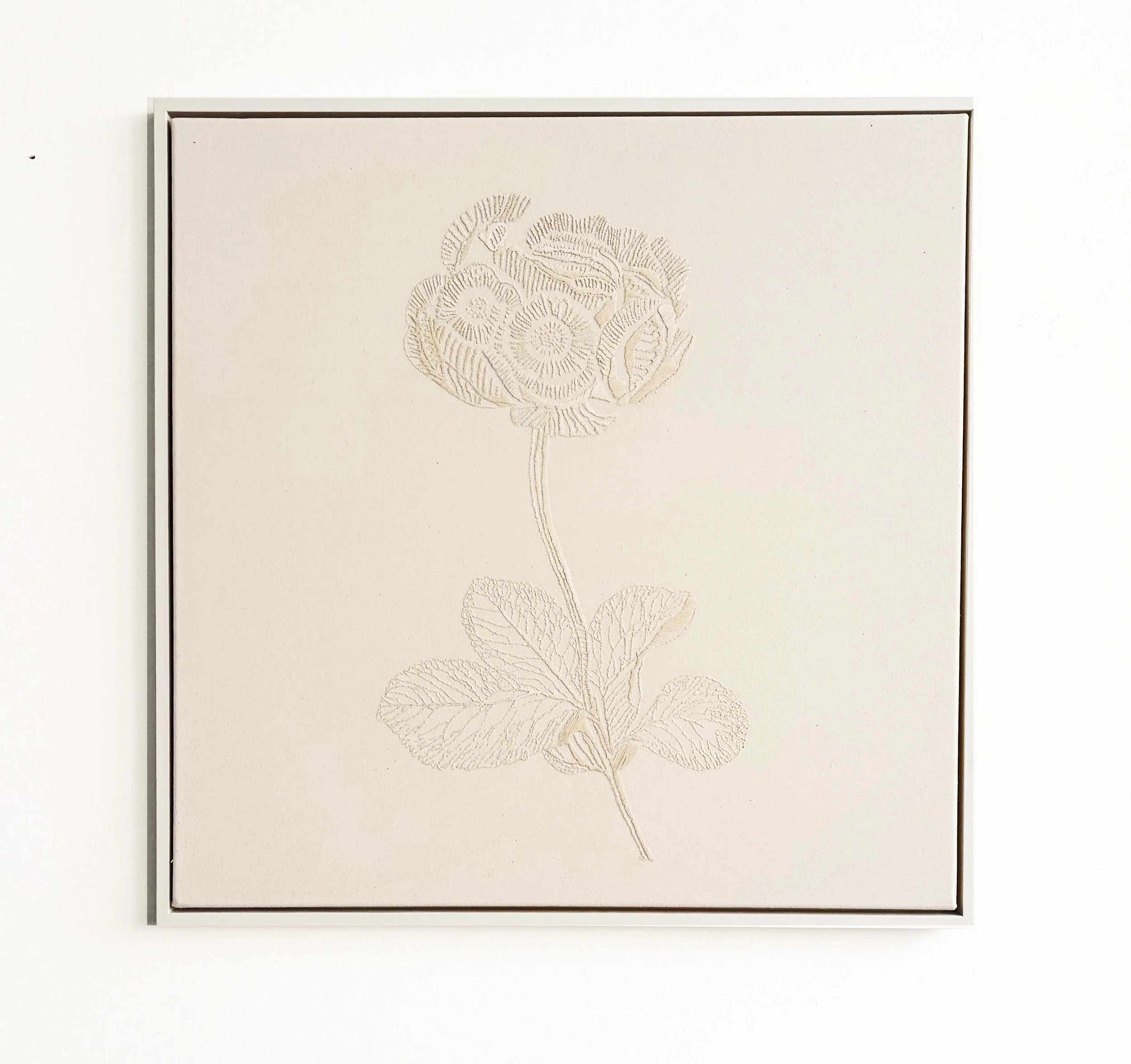 Manipulated plant I - Handstickerei auf Nessel, 70 × 70 cm 2025