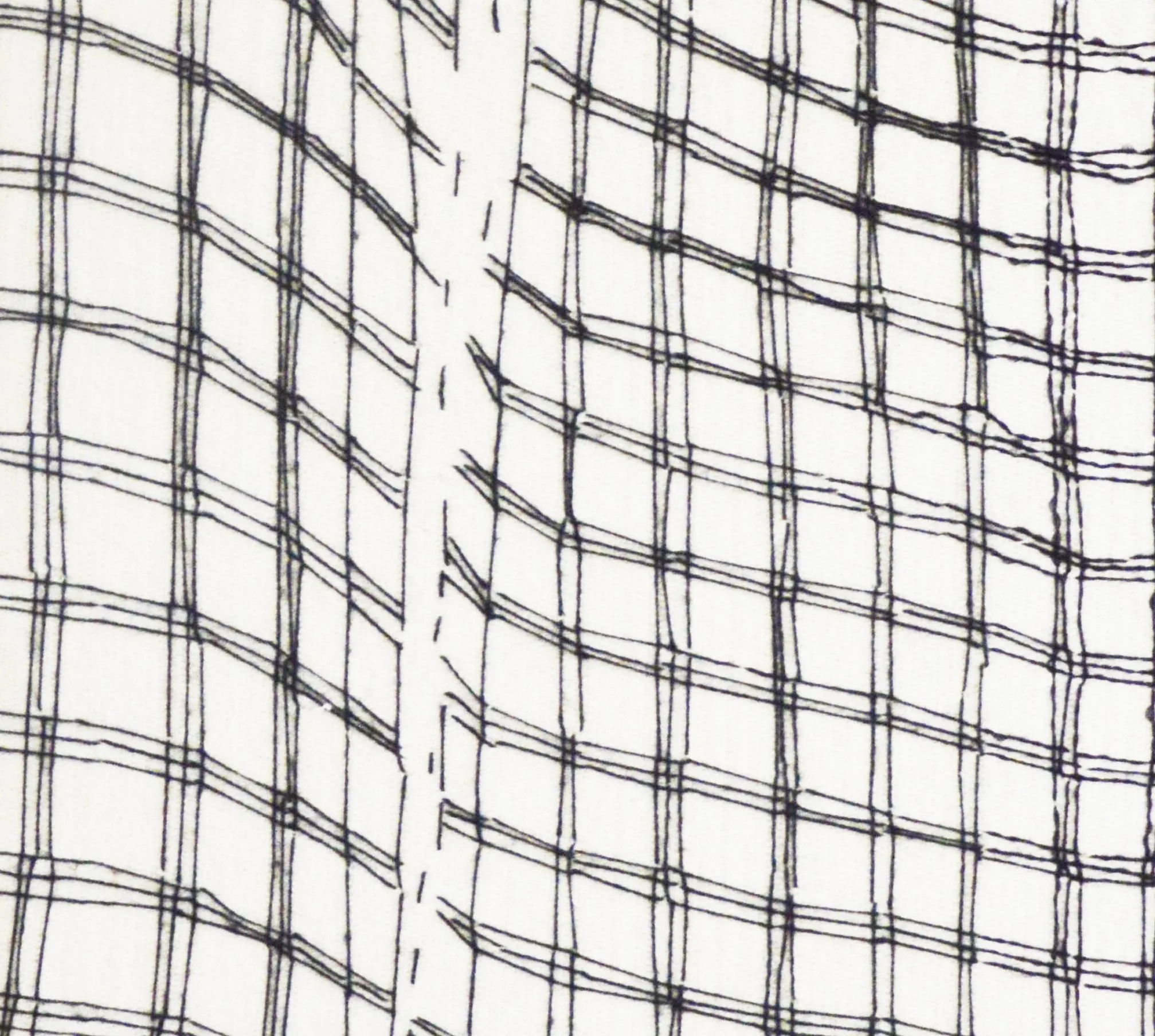 Zeichnung eines Gebäudes mit einer Glasfassade, Darstellung im technischen Stil.