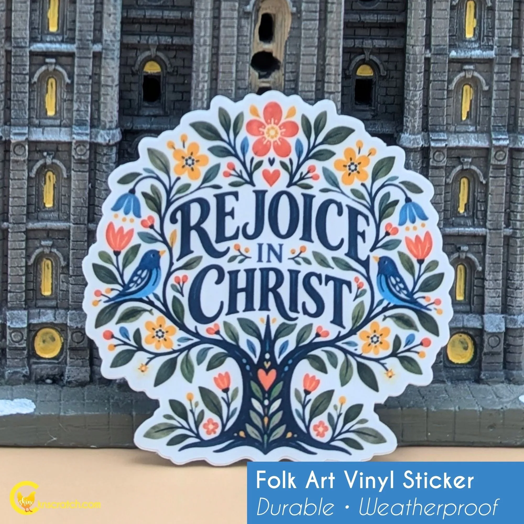 folk art vinyl sticker rejoice in Chirst.jpg