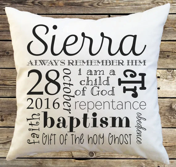Love this idea- baptism pillow gift plus more suggestions