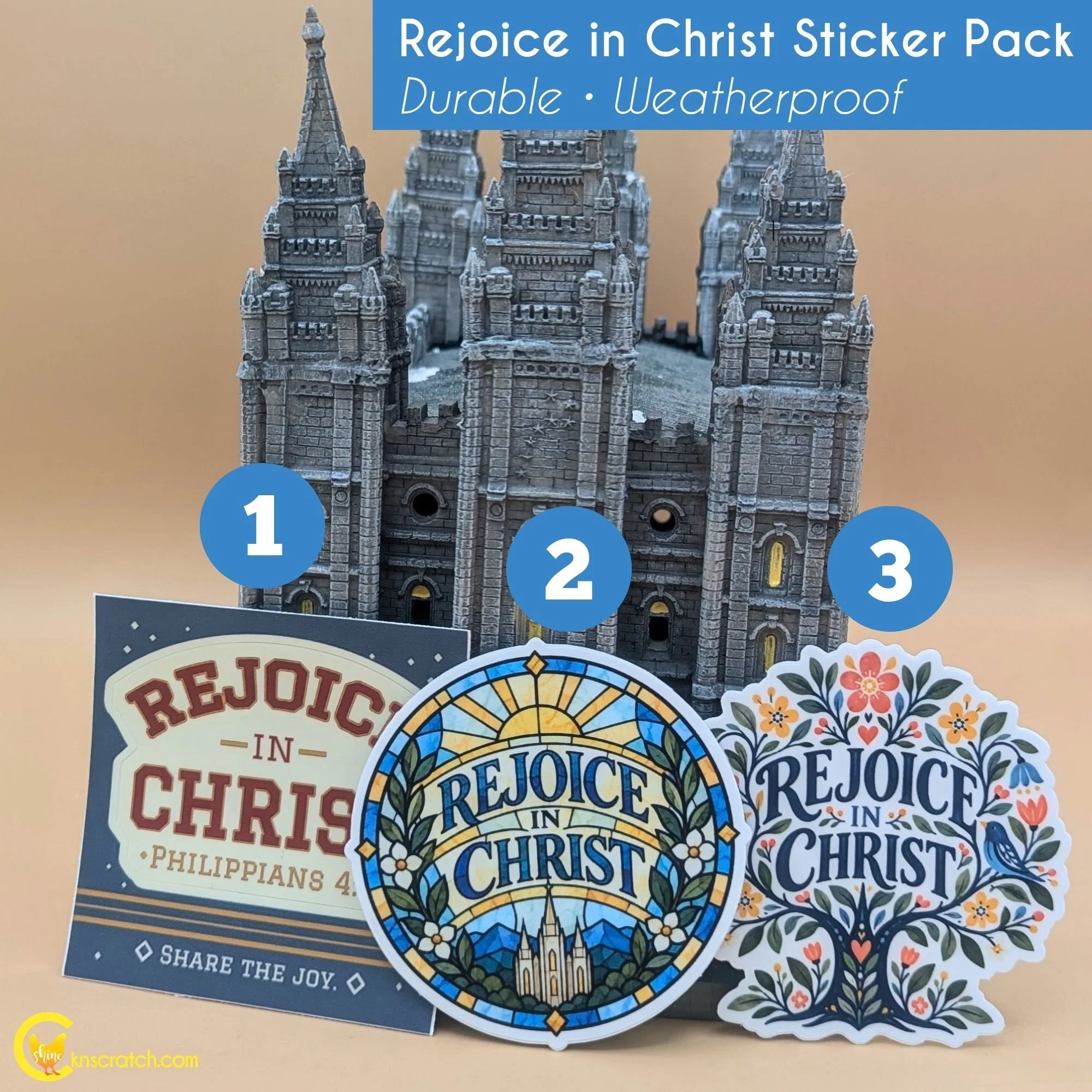 Rejoice three sticker pack for latter-day saints.jpg
