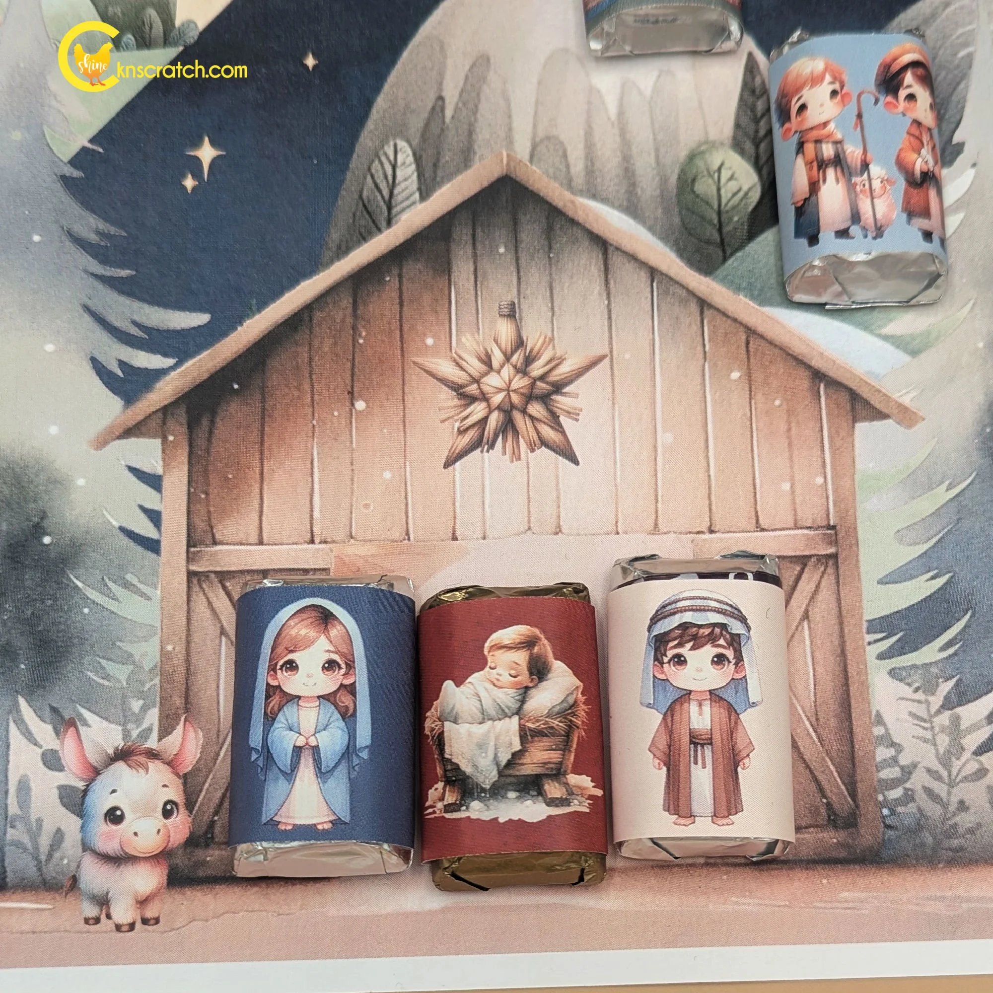 nativity candy wrappers simple set close up manger.jpg