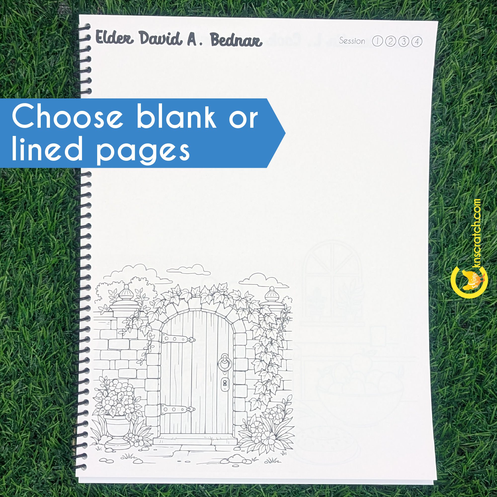 elder david a bednar general conference notebook page with a garden wall to color choose between lined and blank pages.jpg