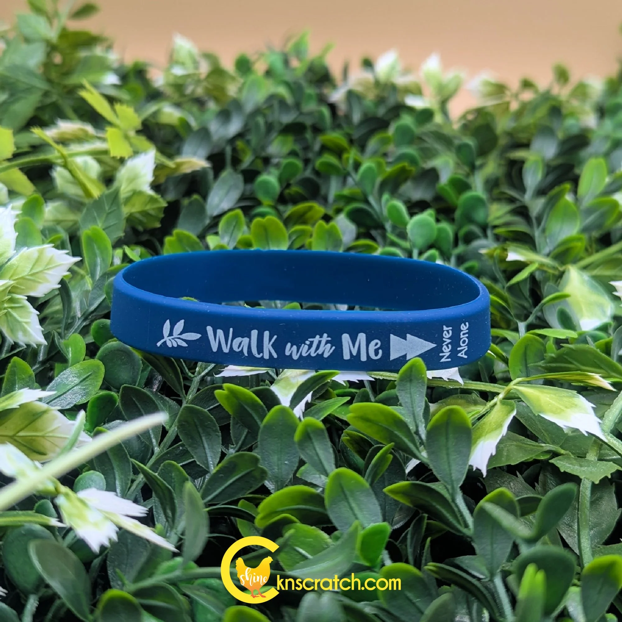 walk with me blue band on a bed of plants.jpg