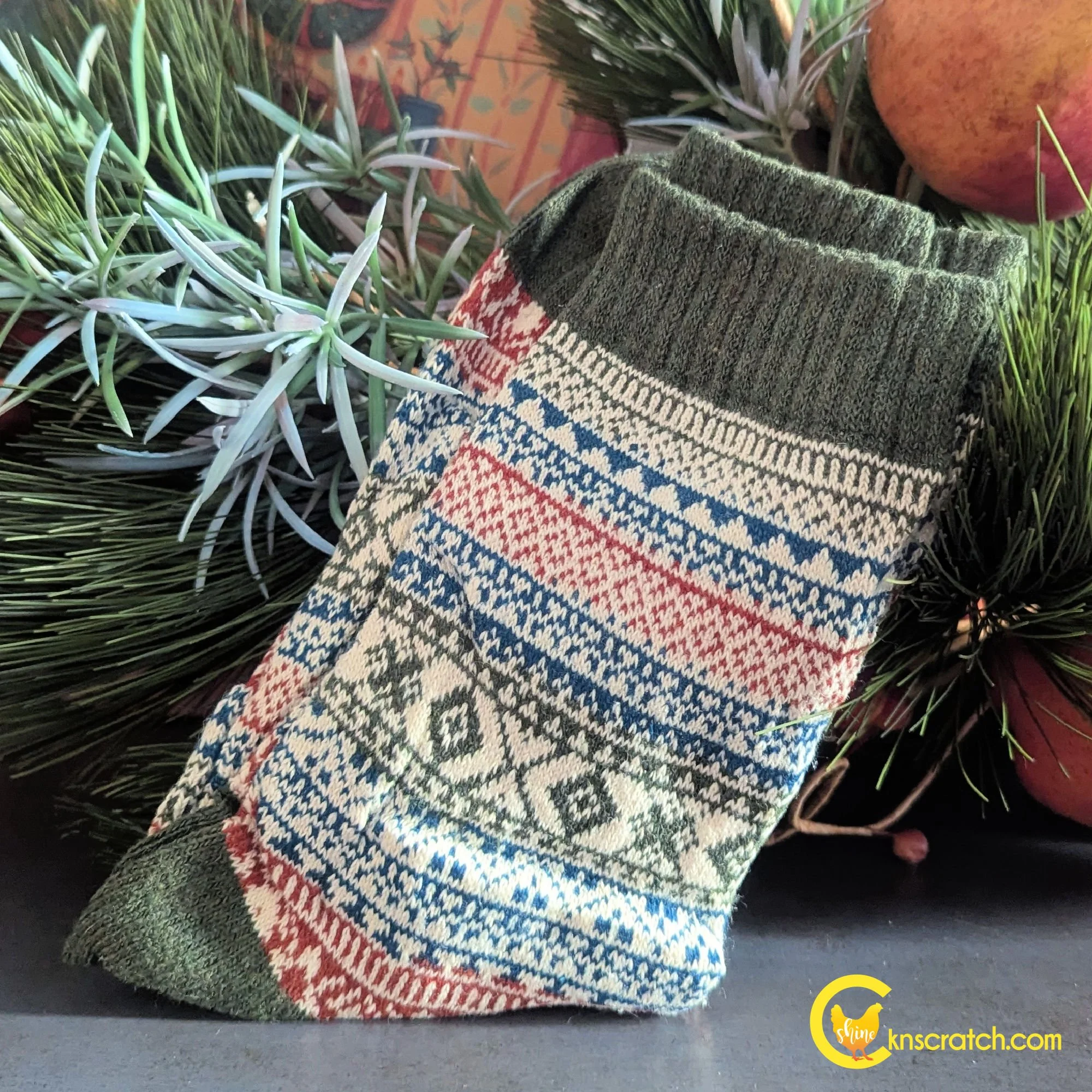 cozy cabin ministering sock green.jpg