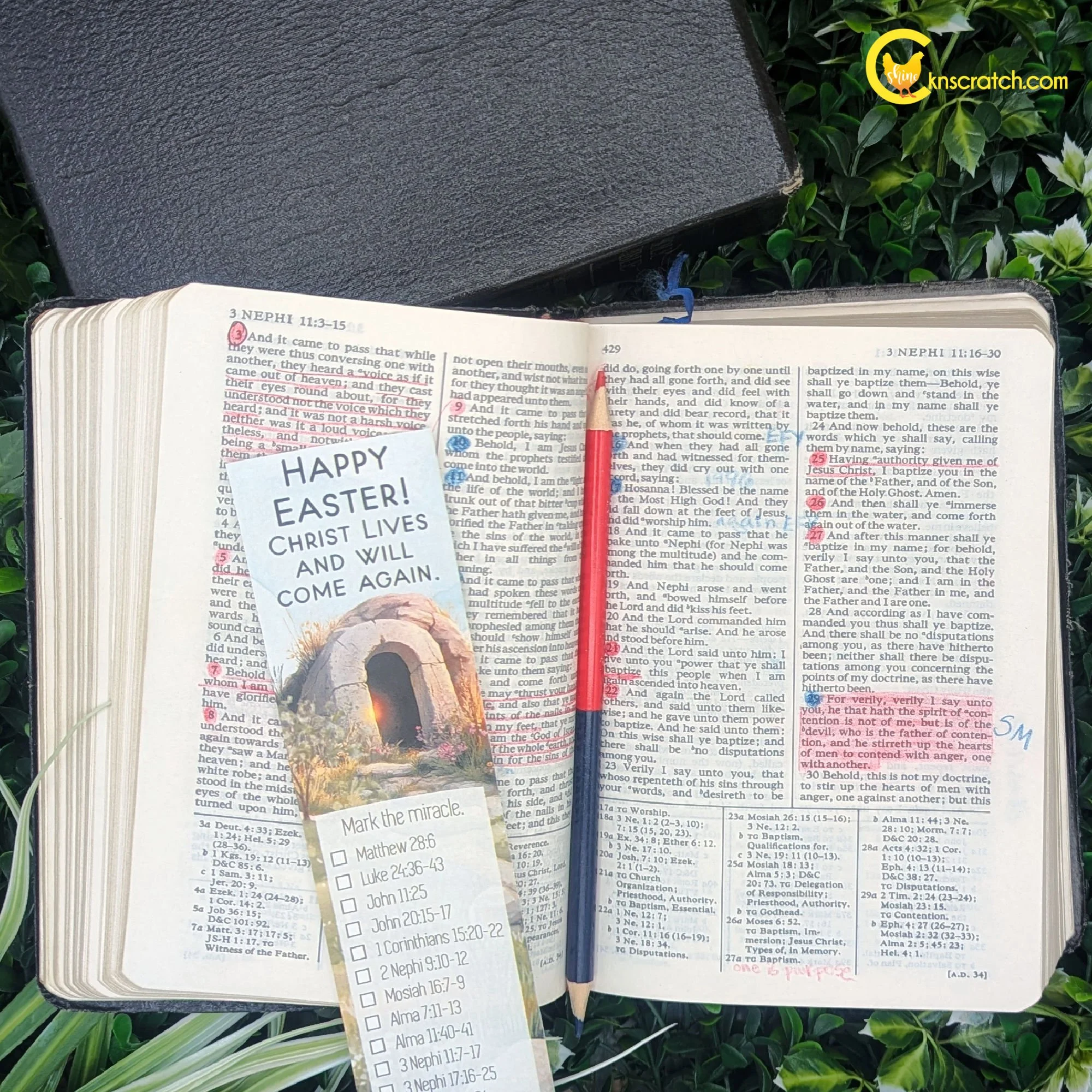 Easter bookmark and scripture marking pencil for lds gift.jpg