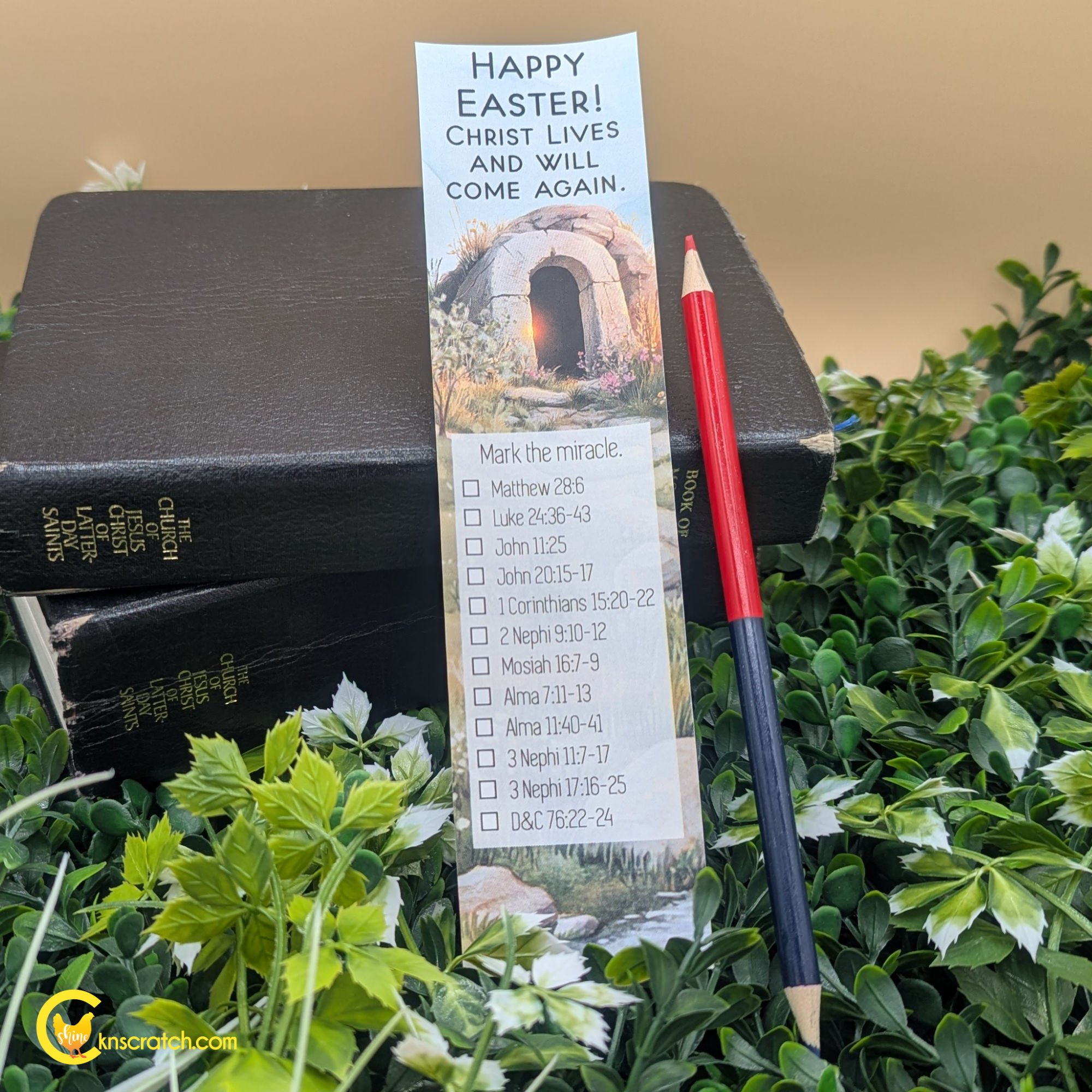 Easter red and blue scripture marking pencil with bookmark.jpg