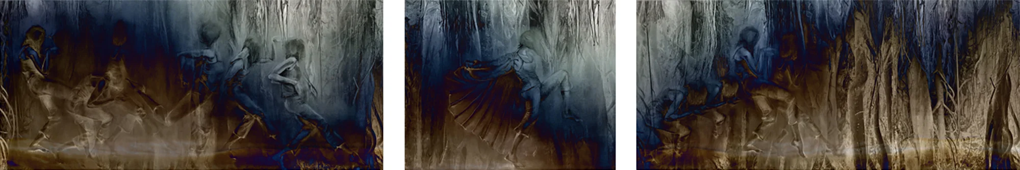 NIGHT PROCESSION, 1-3, 2017 C-PRINT, 18 x 40.5 INCHES, 18 x 22.5 INCHES, 18 x 40.5 INCHES