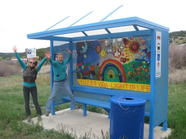 Joan Long and Claire Cote increase ridership on NCRTD (free blue bus) public transit with youth created artwork