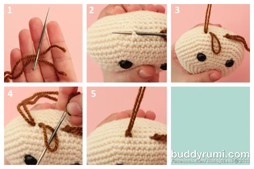 Amigurumi tutorial attaching hair