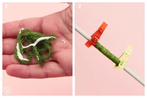 Yarn curly hair with glue