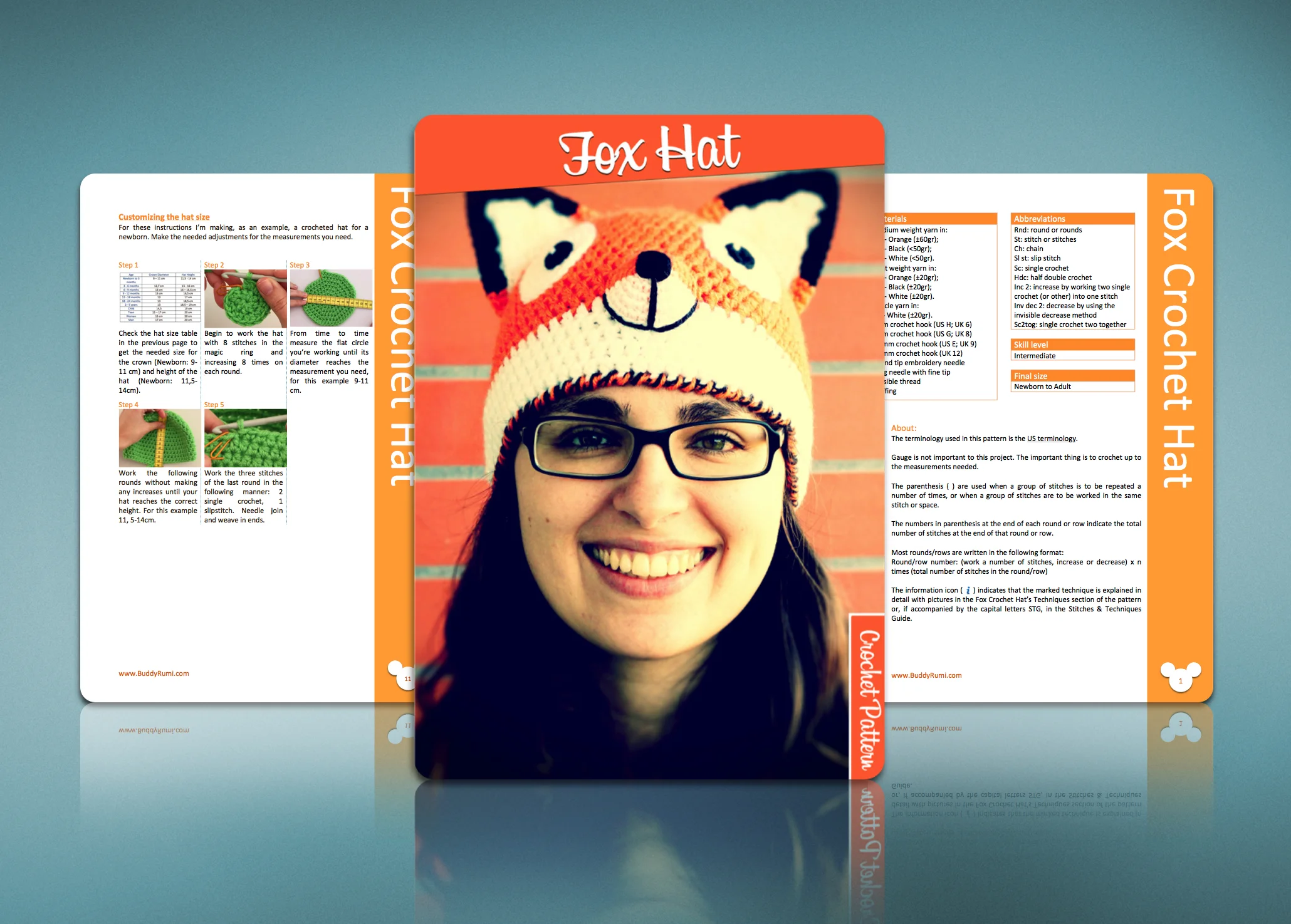 Fox crochet hat pattern