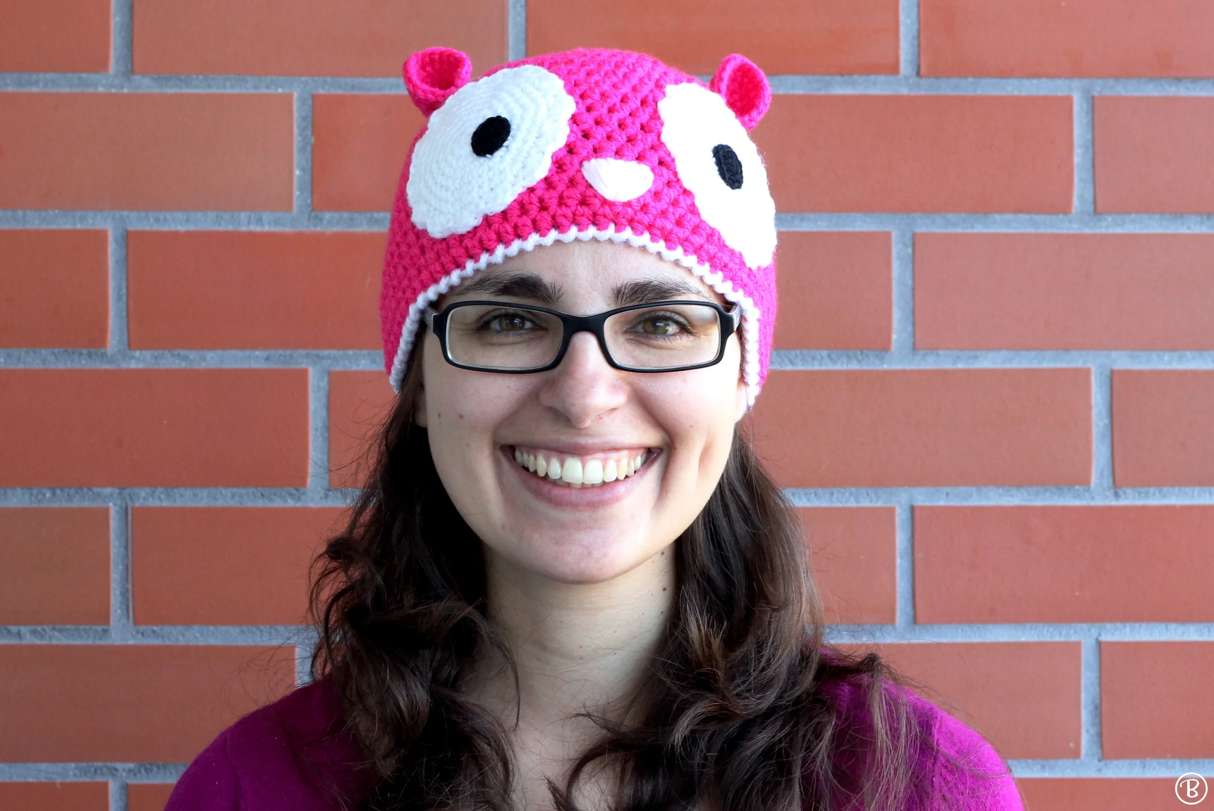 Pink Big Eyes Crochet Hat