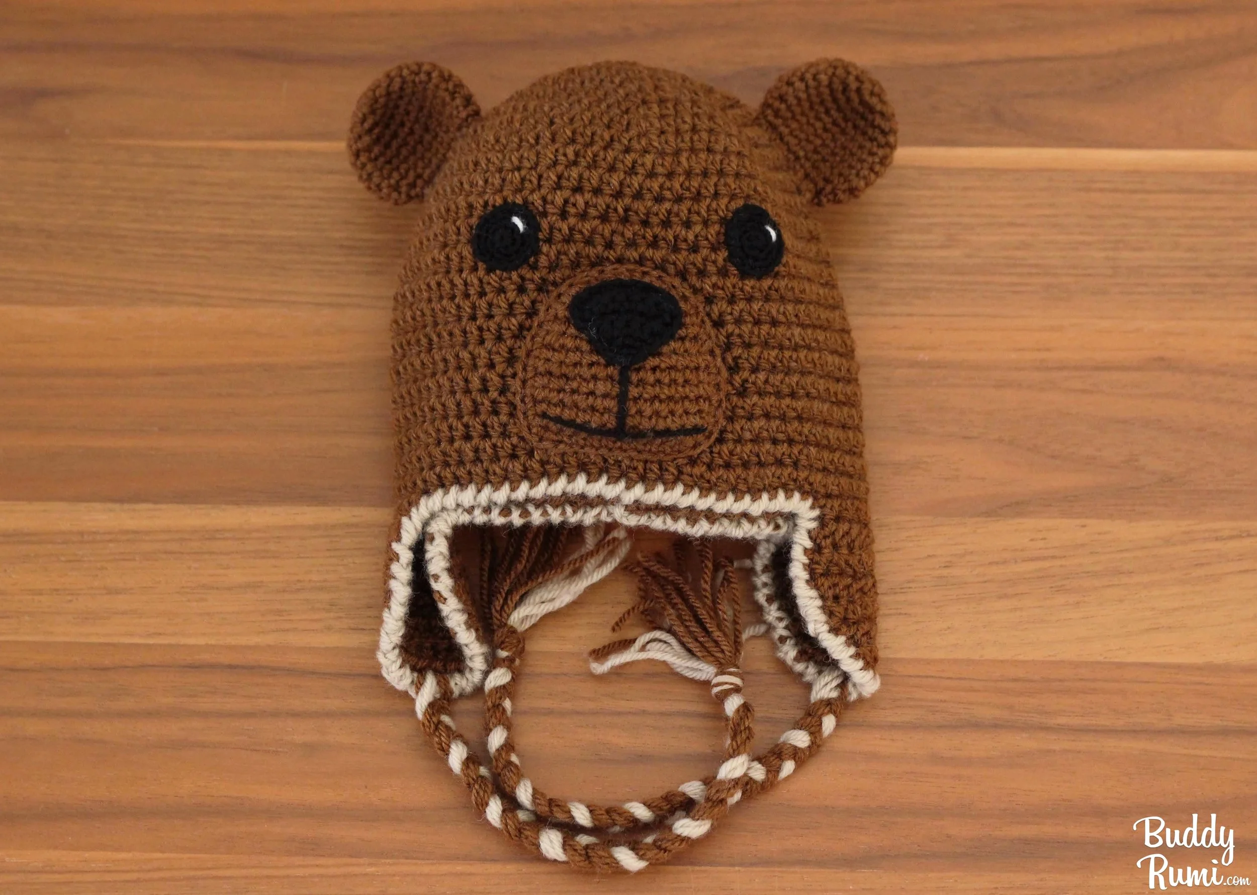 Bear crochet hat with braids