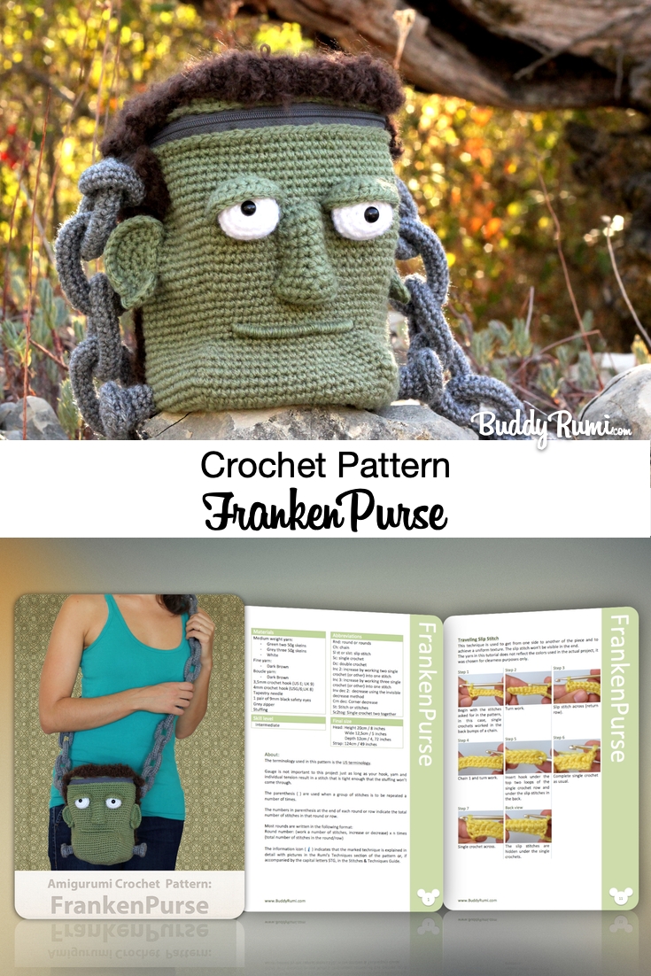 Halloween monster head crochet bag