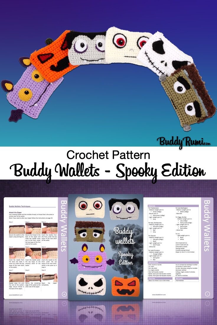 Halloween crochet pattern, crochet pattern mummy, pumpkin, Jack Skellington, bat, Frankenstein monster, vampire, Jack-o’-lantern
