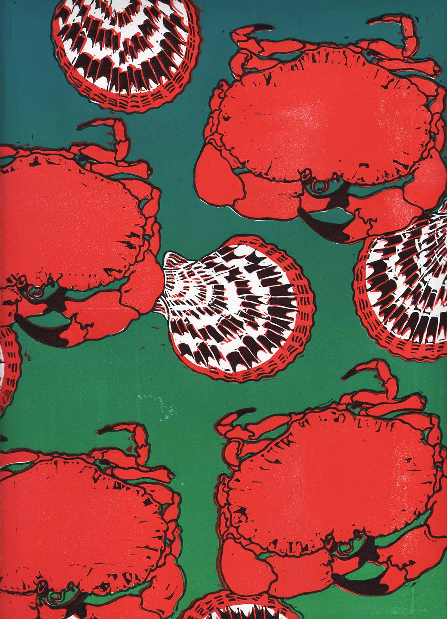 "The Marines" – original linocut print limited edition of 70, 31 x 41 cm.