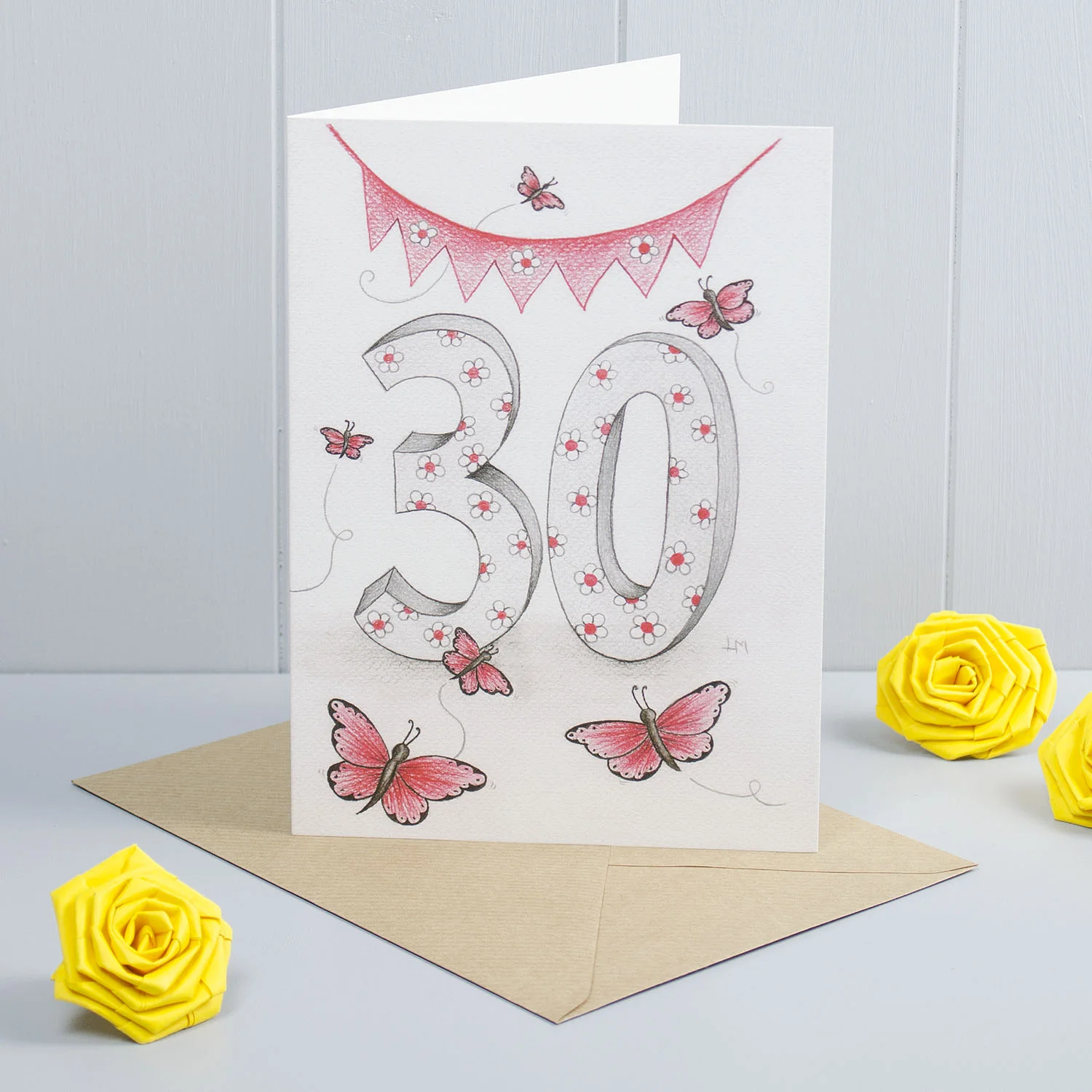 Happy 30th Birthday Greeting Card By Yellow Rose Design