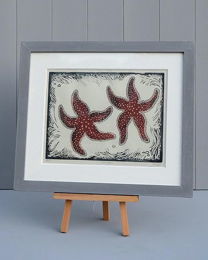 Original Linocut Print "Starfish"