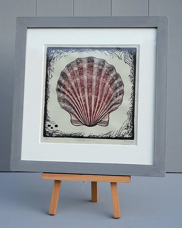 Original Linocut Print "Scallop Shell"