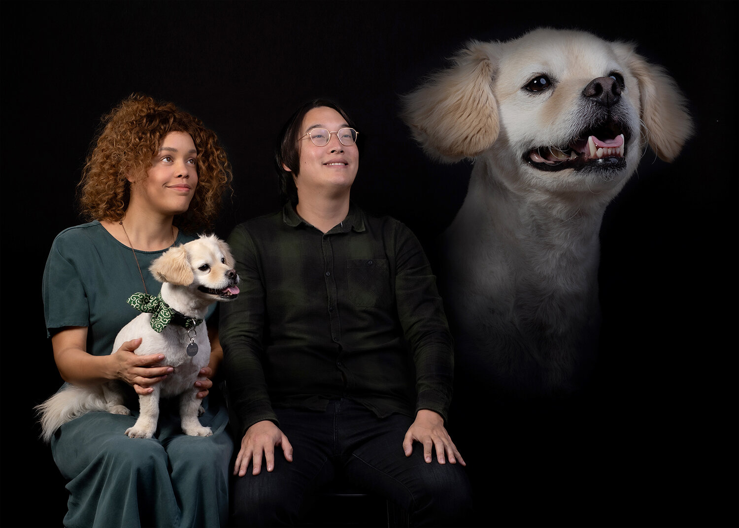 Couples portrait with dog by danielle spires