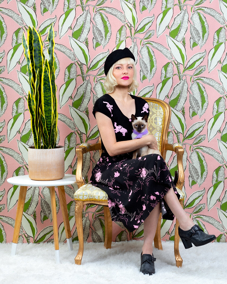 Modcloth portrait with siamese cat by danielle spires