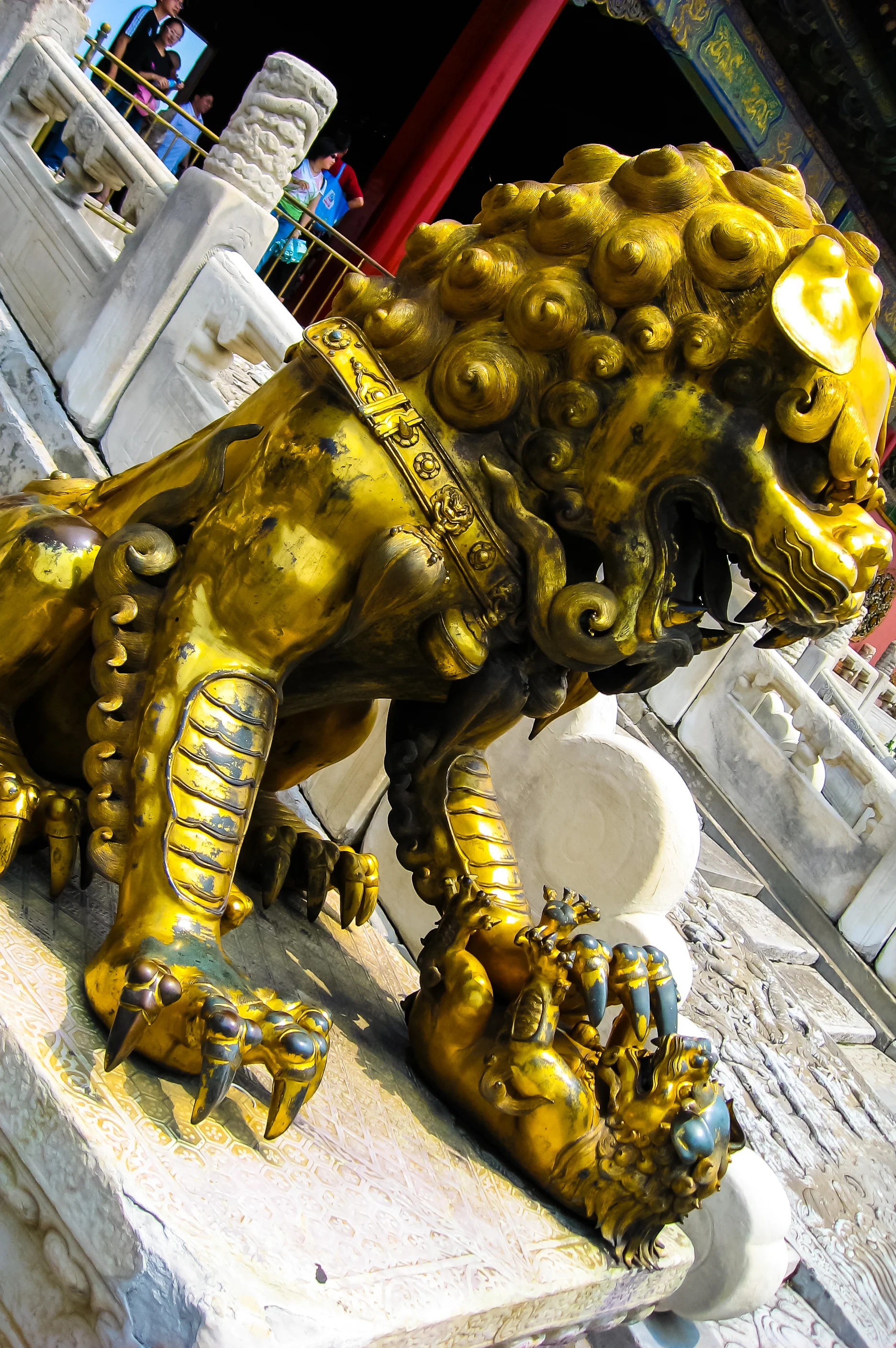 Lion Statue with Cub in Forbidden City