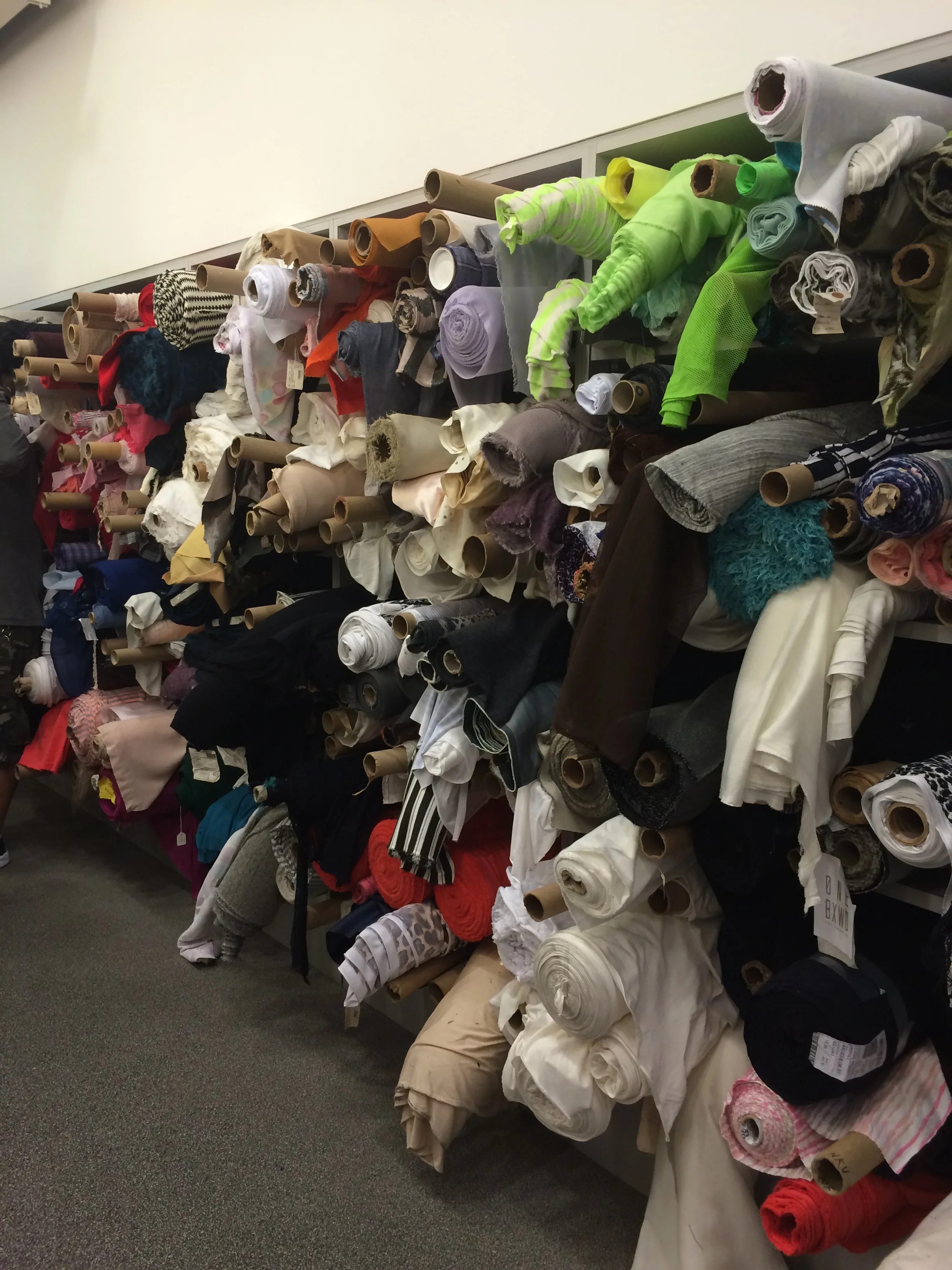 This is part of the fabric wall. It was super fun to just look around and touch all the fabrics! 