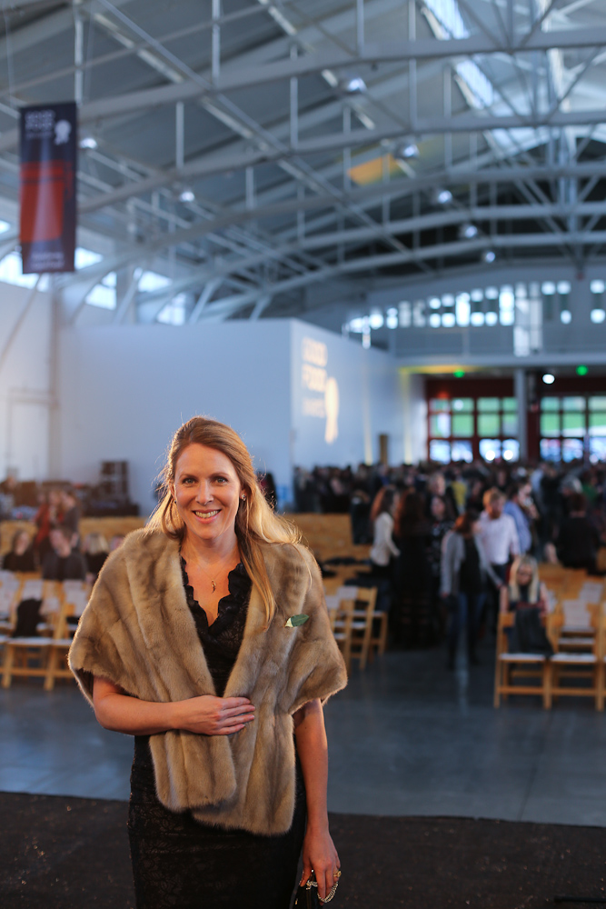 Audra wearing her grandmother's stole at the Good Food Awards