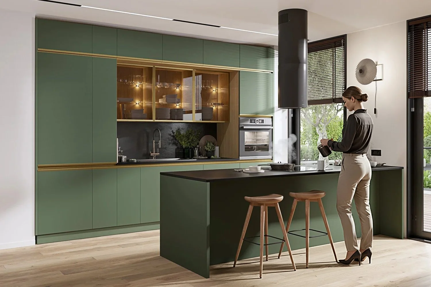 Wizualizacja+kuchni+w+nowoczesnym+wnętrzu+z+zielonymi+fronatami+drewnej+i+złotym+kolorem+okuć.jpg