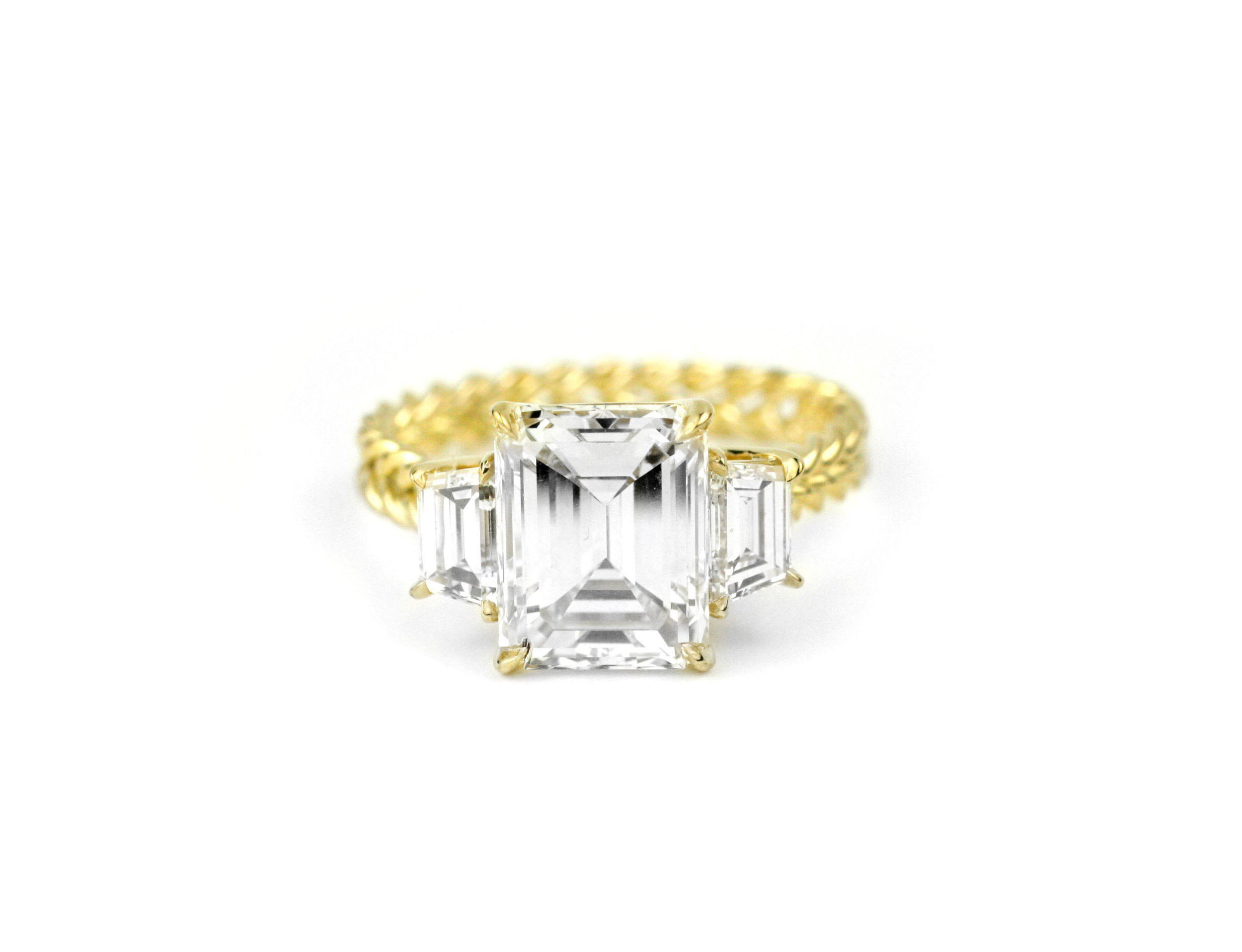Emerald Cut Twisted Wire Ring