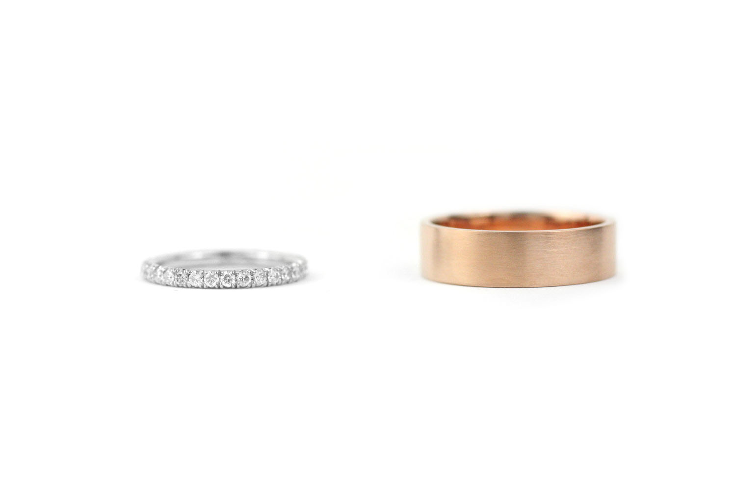 Diamond Band and Rose Gold Band