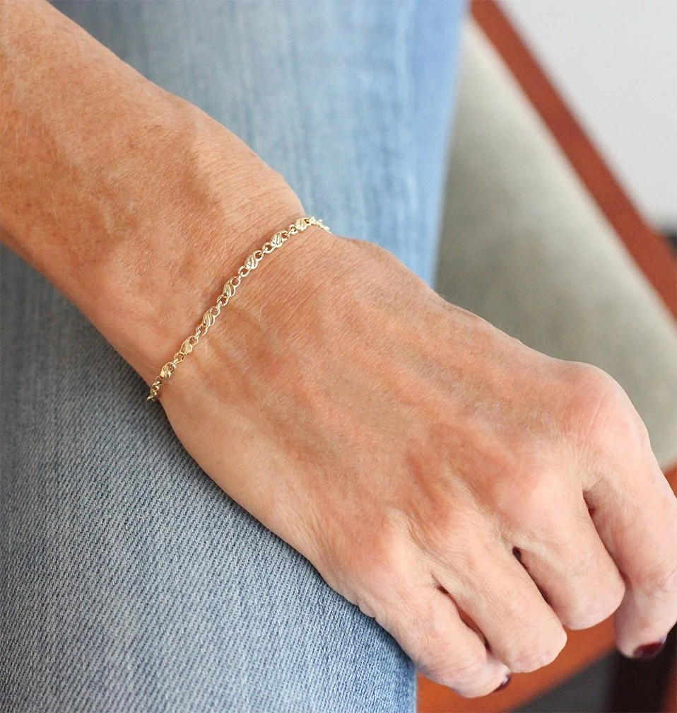 Leaf Chain Bracelet on the Hand.jpg