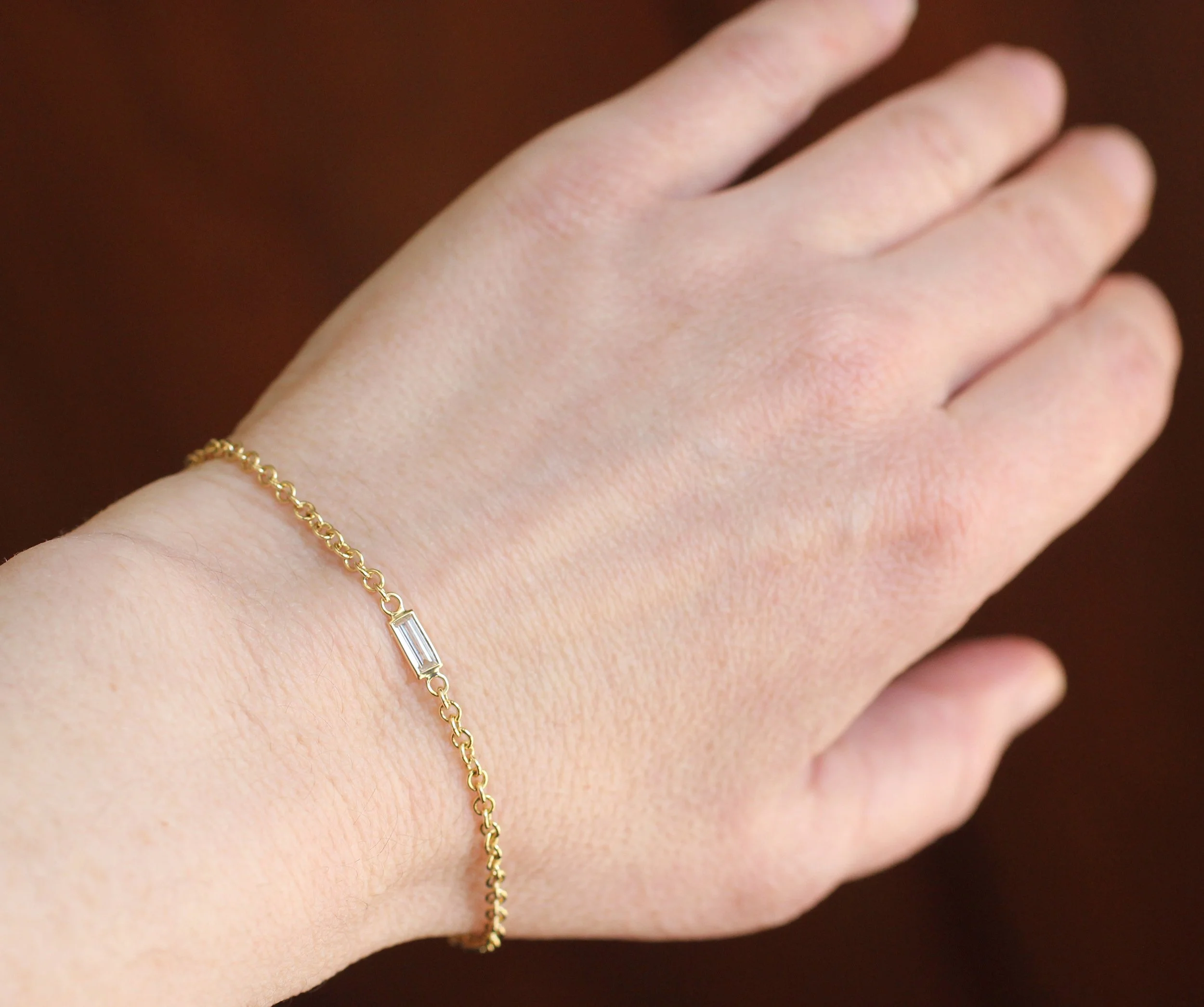 Baguette Diamond Bracelet on Hand.jpg