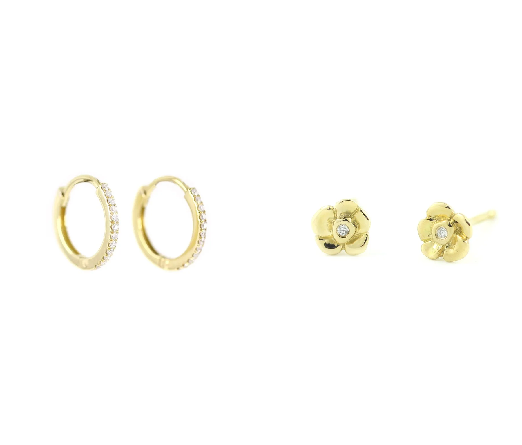 Little Hoops and Flower Earrings