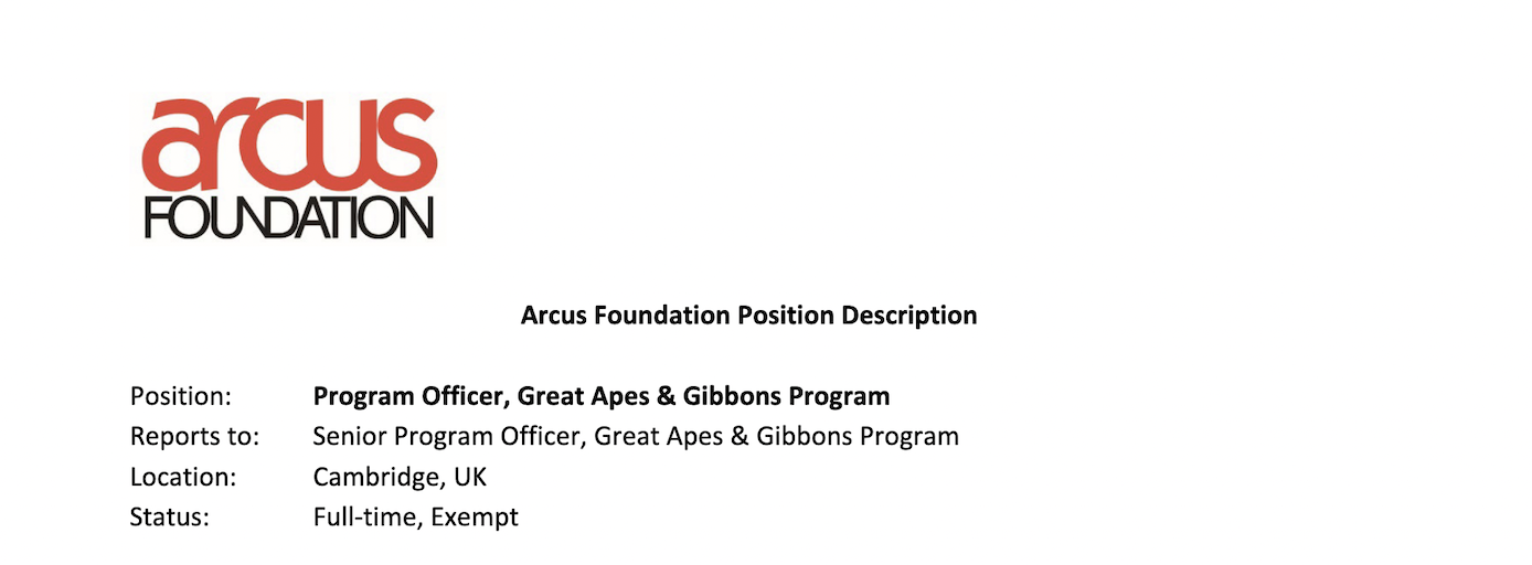 Primate Jobs from around the world — World Ape Fund