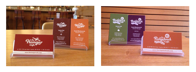 The Ridgeback and Hangar Cafe Business Cards